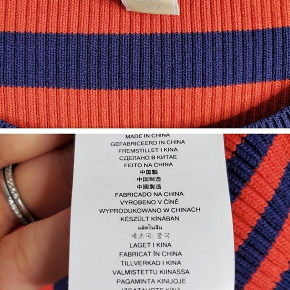 MICHAEL MICHAEL KORS Red Navy Striped Viscose Blend Sweater Size - S - Picture 3 of 3